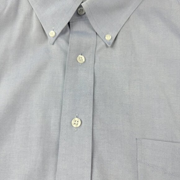 Gold Label ROUNDTREE & YORKE Light Blue Non‑Iron Pinpoint Cotton Oxford Shirt - Picture 3 of 10